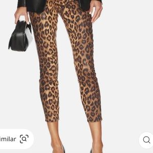 L’AGENCE Margot Coated Jean - Dark Brown Cheetah Coated Size 33